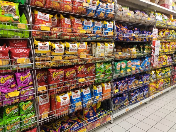 Kuala Lumpur Malaysia Septembro 2019 Foco Seletivo Alimentos Diversos Embalados — Fotografia de Stock