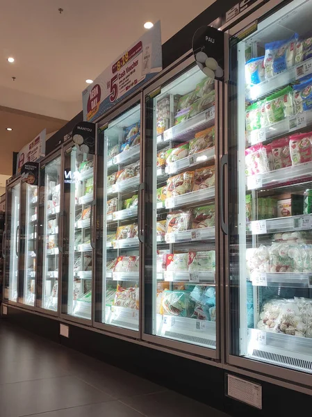 Kuala Lumpur Malaysia July 2019 Frozen Food Displayed Rack Large — Stock Photo, Image