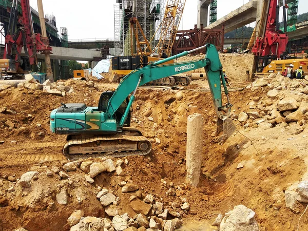 Kuala Lumpur Malasia Marzo 2020 Máquina Excavadoras Una Máquina Construcción — Foto de Stock