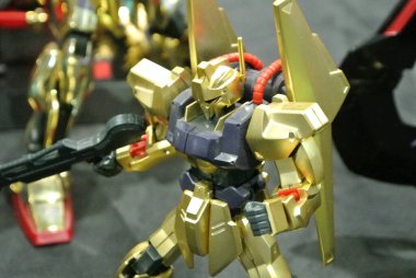 KUALA LUMPUR, MALAYSIA -NOVEMBER 26, 2017: Mobile Suit Gundam action figure model and toys. The characters of the fictional Gundam universe by Gunpla & Bandai.