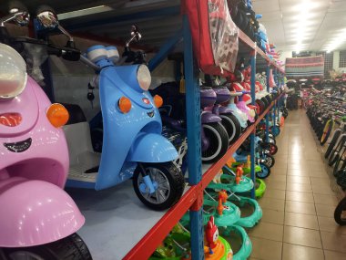 NILAI, MALAYSIA -MARCH 5, 2020: Various types of bikes are on display in the store. Kids bike to an adult bike.