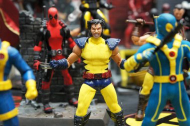 KUALA LUMPUR, MALAYSIA -MARCH 6, 2020: Selected focused fictional character action figure Wolverine. Wolverine is appearing in American comic books and movie published by Marvel.