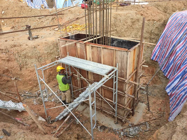 Kuala Lumpur Malasia Septiembre 2019 Tapón Pila Columna Construcción Sitio — Foto de Stock