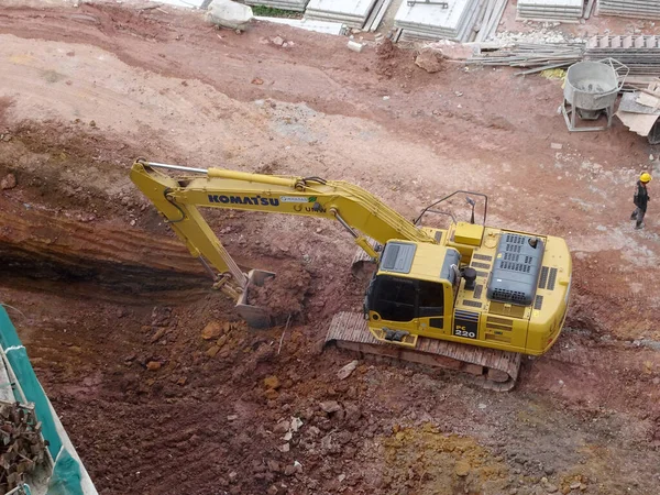 Malacca Malaysia March 2020 Excavators Machine Construction Site Used Excavate — Stock Photo, Image