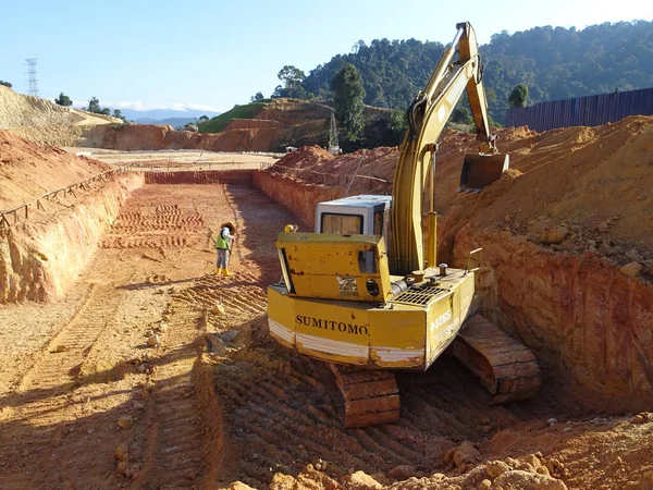 Malacca Malaysia Březen 2020 Stroje Bagry Staveništi Používá Těžbě Půdy — Stock fotografie