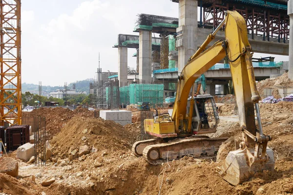 Malacca Malaysia March 2020 Excavators Machine Construction Site Used Excavate — Stock Photo, Image