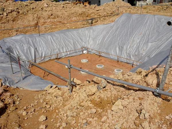 Seremban Malaysia March 2020 Bore Pile Cut Level Construction Workers — Stock Photo, Image