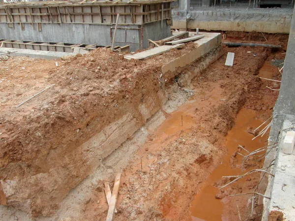 Kuala Lumpur Malasia Marzo 2020 Las Trincheras Excavadas Sitio Construcción — Foto de Stock