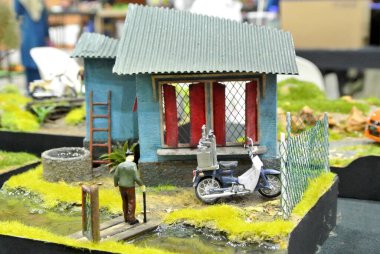 KUALA LUMPUR, MALAYSIA - Mart 01, 2020: Hayranlar tarafından inşa edilen ve halka sergilenen küçük diyorama koleksiyonu. Yaratıcılığa ve tasarımcının iyi işçilik kavramına dayanır..