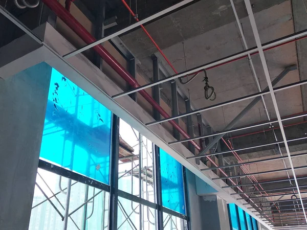 Seremban Malaysia April 2018 Suspended Ceiling Frame Board Construction Construction — стоковое фото