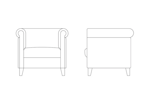 Sillón Lujo Solo Asiento Fue Dibujado Dibujo Cad Dibujo Una —  Fotos de Stock