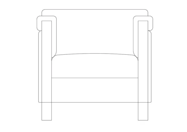 单座豪华扶手椅是在Cad绘图中绘制的 黑白单行绘图 — 图库照片