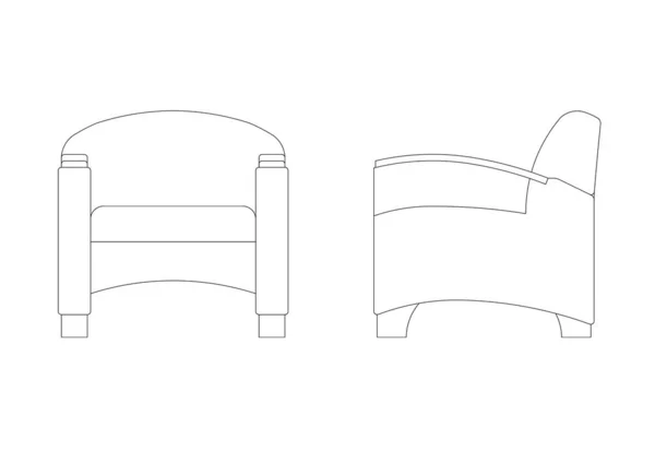 Одноместное Роскошное Кресло Нарисовано Чертежу Сапр Черно Белыми Линиями — стоковое фото