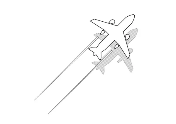 Graphic Image Flying Aeroplane Drawn Cad Drawing Single Line Drawing — Stock Photo, Image