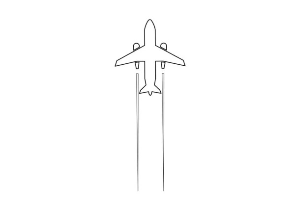 Graphic Image Flying Aeroplane Drawn Cad Drawing Single Line Drawing — Stock Photo, Image