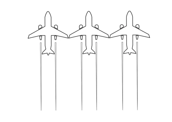 Den Grafiska Bilden Det Flygande Flygplanet Ritades Cad Ritningen Enkelritning — Stockfoto