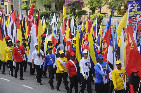 Putrajaya Malaysia Sierpień 2019 Malezyjska Młodzież Różnych Grup Etnicznych Maszerująca — Zdjęcie stockowe