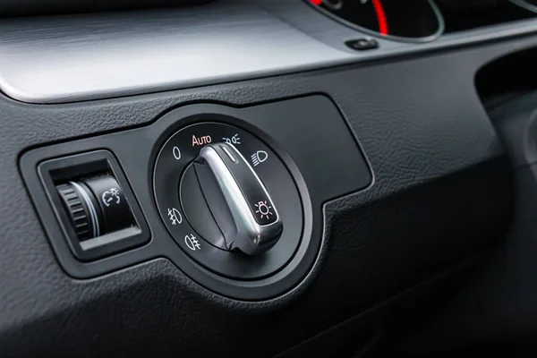 Detail Of The Headlight Button In Car Dashboard — Stock Photo, Image