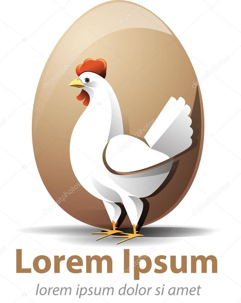 Shape hens, with a background of an egg, a chicken farm business logo, as well as fresh egg business .