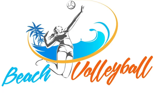 Female beach volleyball players — Stock Vector