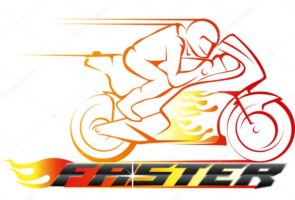 Vector abstract, Faster motor racing on fire as logo or symbol racing event