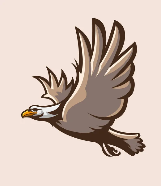 Летящий орёл, машущие крыльями — стоковый вектор