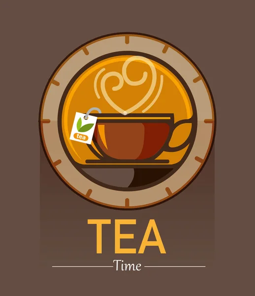 Simbolo del tempo di tè — Vettoriale Stock