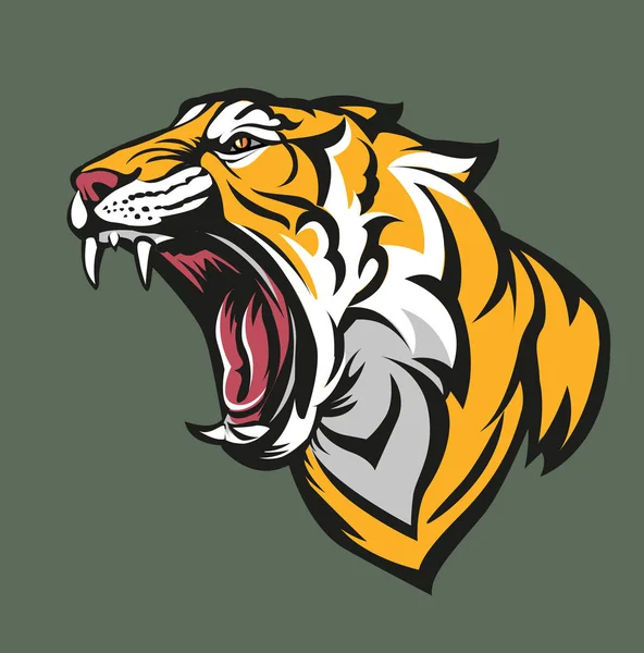 Le tigre avec sa bouche ouverte — Image vectorielle