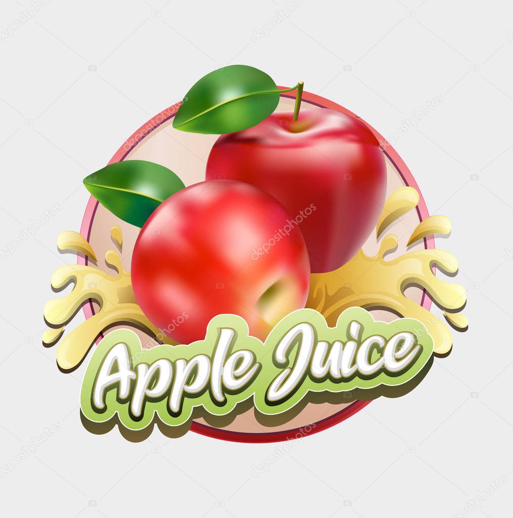 Vector illustration, apple juice symbol