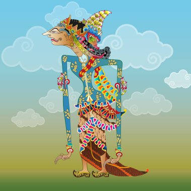 Vektör illüstrasyonu, Dewi Kama oran gölge kuklaları karakteri.