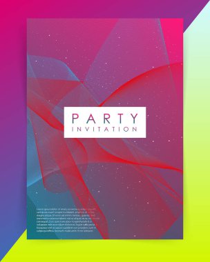 Parti Davetiyesi şablonu. Parlak arka plan üzerinde özet satırları.