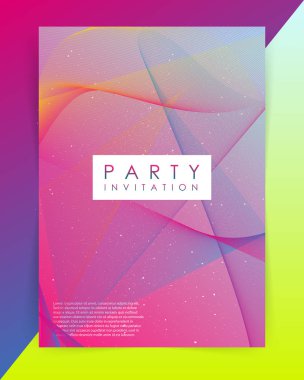 Parti Davetiyesi şablonu. Parlak arka plan üzerinde özet satırları.