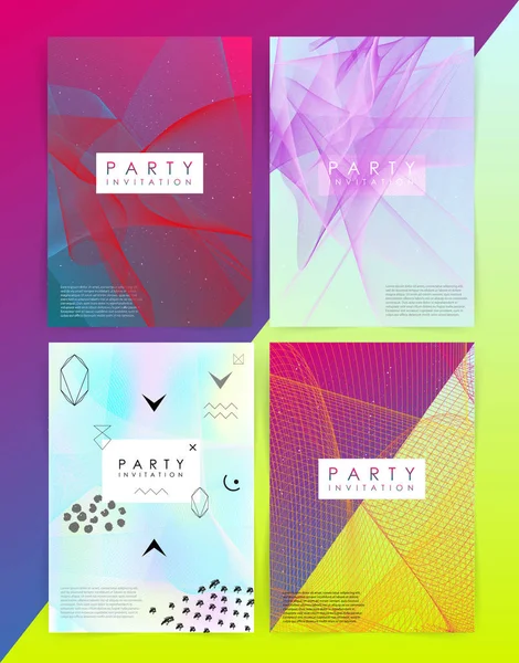 Party invitation template. Abstract Lines on bright background. — Stock Vector