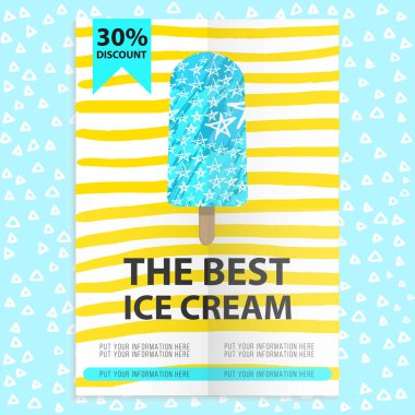 dondurma ve çizgiler ile yaz satışı el ilanı