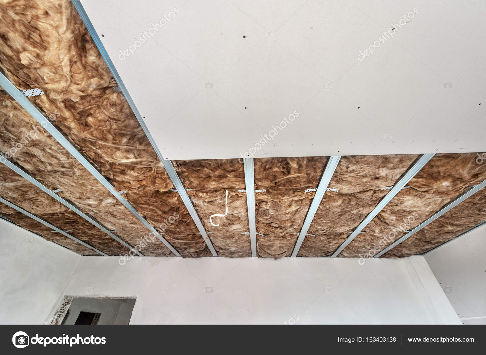Plasterboard is under construction. Gypsum wall. Stock Photo by