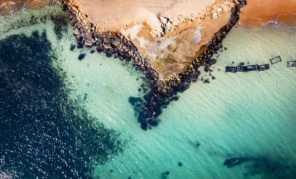 Playa Olas Desde Vista Superior Fotos Con Dron — Foto de Stock