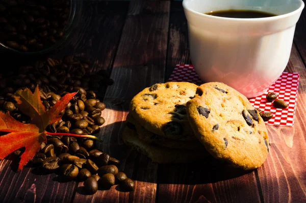 Nature morte avec café et biscuits — Photo