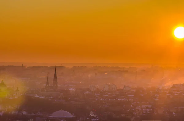 Lviv cityscape kış sezonu — Stok fotoğraf