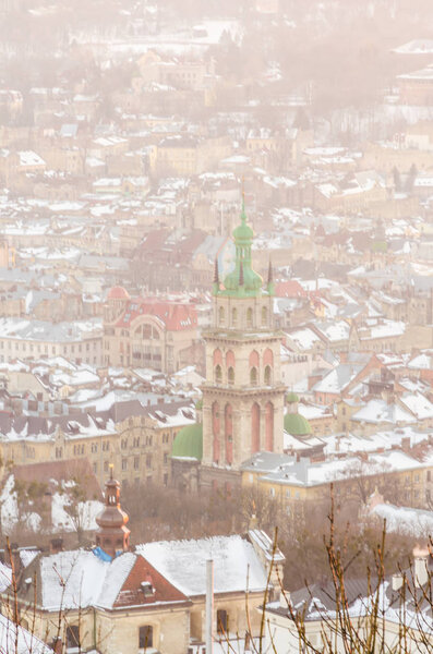 Lviv cityscape in the winter season