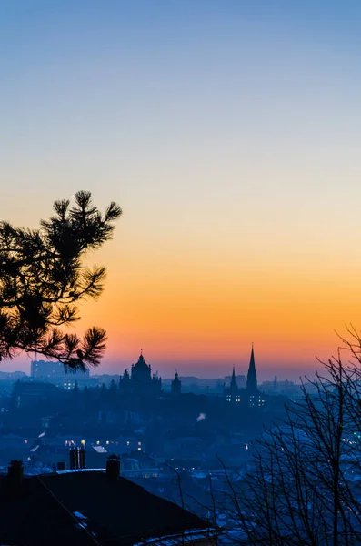 Cidade de Lviv na temporada de inverno — Fotografia de Stock