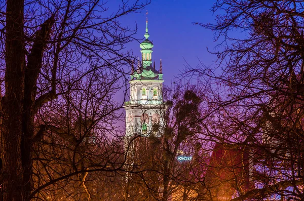 Lviv stadsbilden under vintersäsongen — Stockfoto