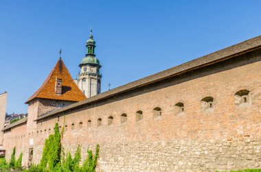 Cityscape arka planını eski Ukrayna'da Lviv şehirde yaz sezonu parçası