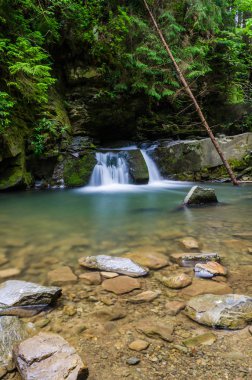 Yaremche Köyü şelale ile arka plan manzara