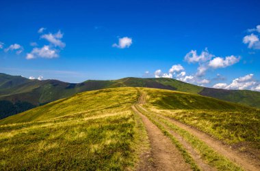 Arka plan manzara Ukrayna Karpat Dağları ile Pylypets Köyü