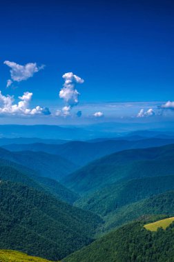 Arka plan manzara Ukrayna Karpat Dağları ile Pylypets Köyü