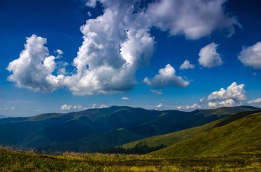 Arka plan manzara Ukrayna Karpat Dağları ile Pylypets Köyü