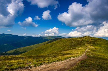 Arka plan manzara Ukrayna Karpat Dağları ile Pylypets Köyü