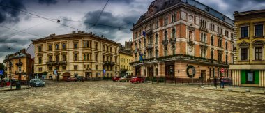 Lviv cityscape Ukrayna'nın Batı bölümünde