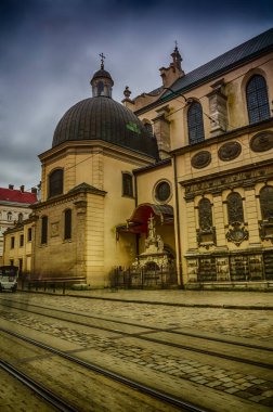 Lviv cityscape Ukrayna'nın Batı bölümünde