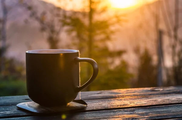 Stagione autunnale fotografia con montagne sullo sfondo — Foto Stock